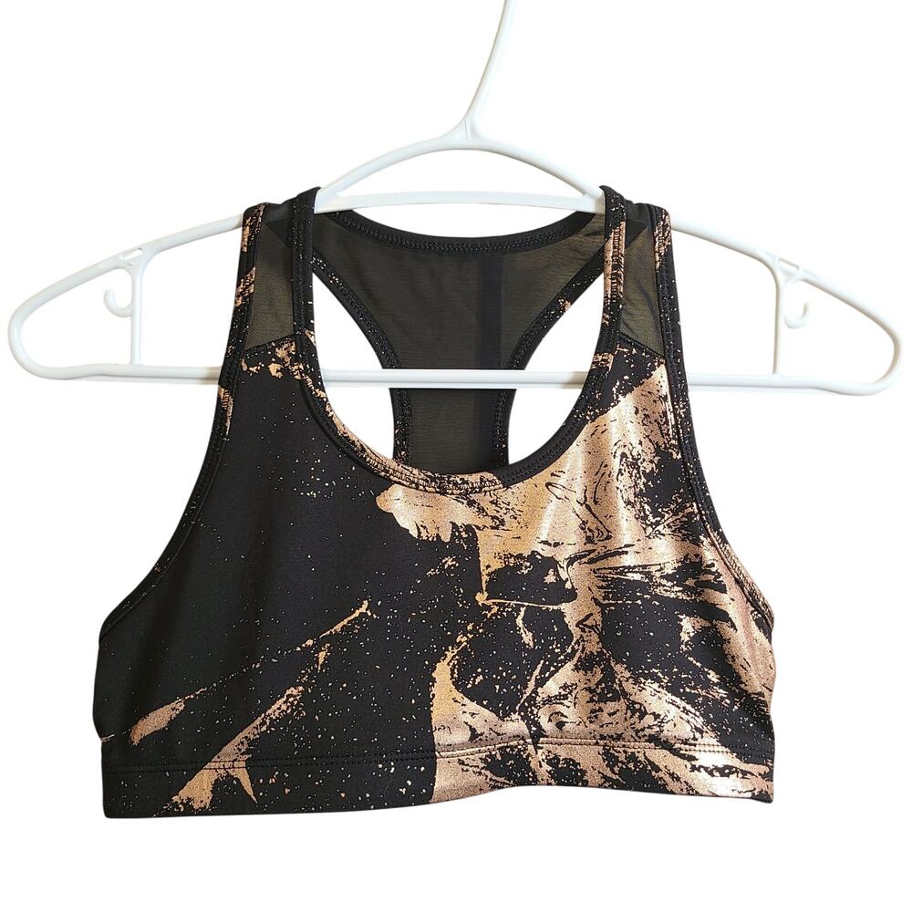 Old Navy Active Go Dry Sports Bra Youth GIrls XL 14/16 Racerback Rose Gold Black